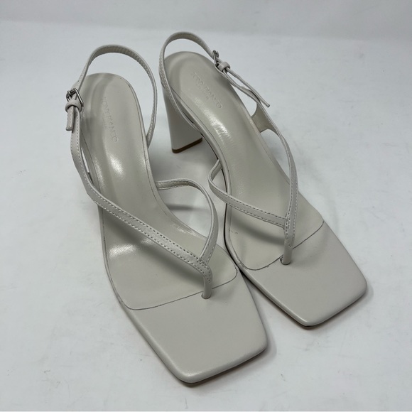 NEW Tony Bianco x Revolve Curtis Heeled Sandals Ivory Leather Thong Heels Size 8 - Picture 3 of 15